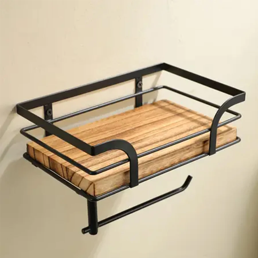Bathroom Wall-Mounted Wooden Storage Rack with Iron and Wood Combination Tissue Paper Holder for Organizing Toiletries
Bathroom Wall-Mounted Wooden Storage Rack with Iron and Wood Combination Tissue Paper Holder for Organizing Toiletries