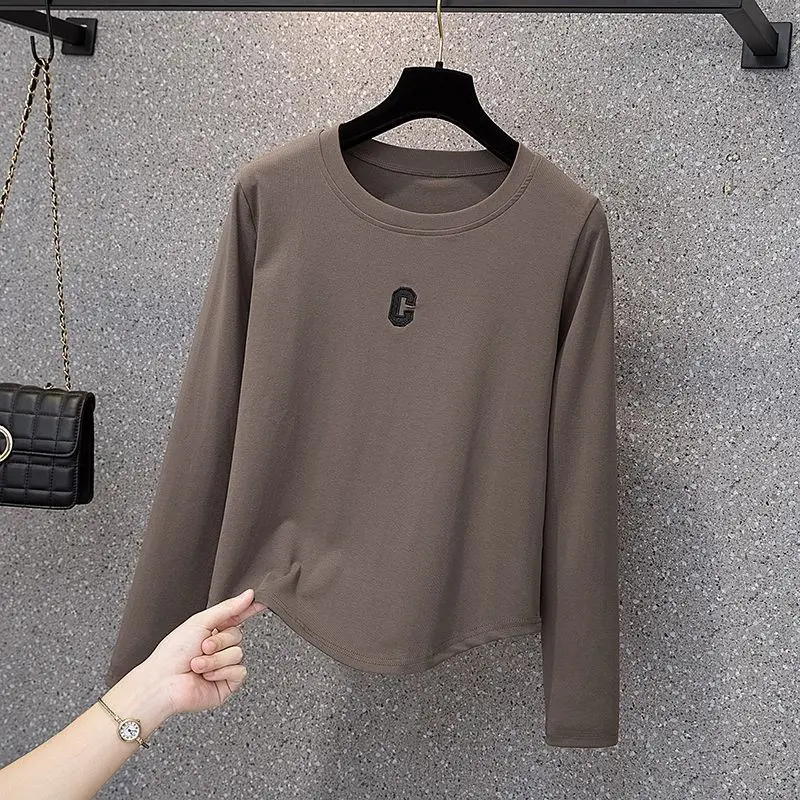 Spring Autumn Letter Embroidery Simplicity Casual Tops Long Sleeve Solid Loose Fashion T Shirts Vintage Harajuku Women Clothing
Spring Autumn Letter Embroidery Simplicity Casual Tops Long Sleeve Solid Loose Fashion T Shirts Vintage Harajuku Women Clothing
