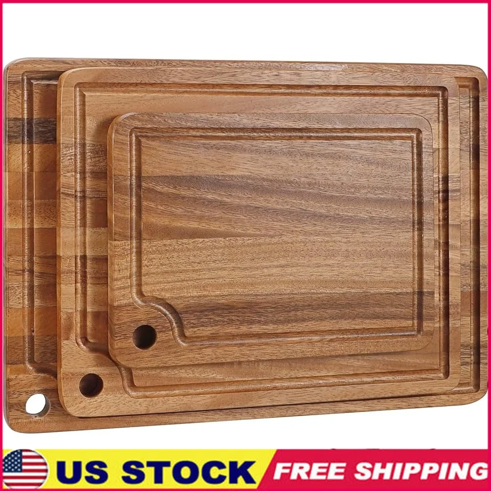 Acacia Wood Cutting Boards Set 3 Large Reversible Chopping Board with Juice Groove Handle Hole Meat Vegetables Fruits
Acacia Wood Cutting Boards Set 3 Large Reversible Chopping Board with Juice Groove Handle Hole Meat Vegetables Fruits