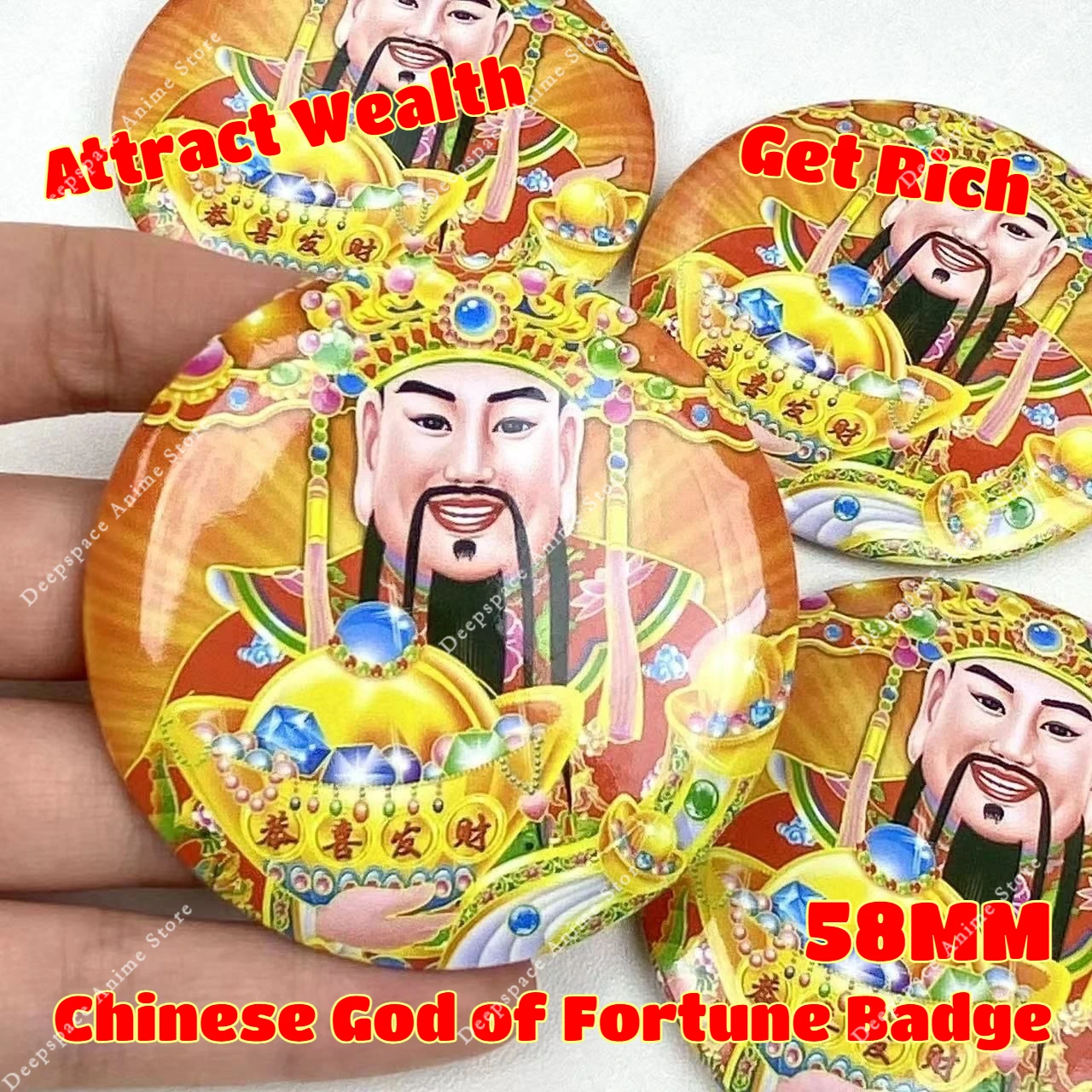 58MM Chinese God of Fortune Badge Lucky and Prosperous Brooch Attract Wealth and Get Rich Badge Pin Backpack Decoration Access
58MM Chinese God of Fortune Badge Lucky and Prosperous Brooch Attract Wealth and Get Rich Badge Pin Backpack Decoration Access