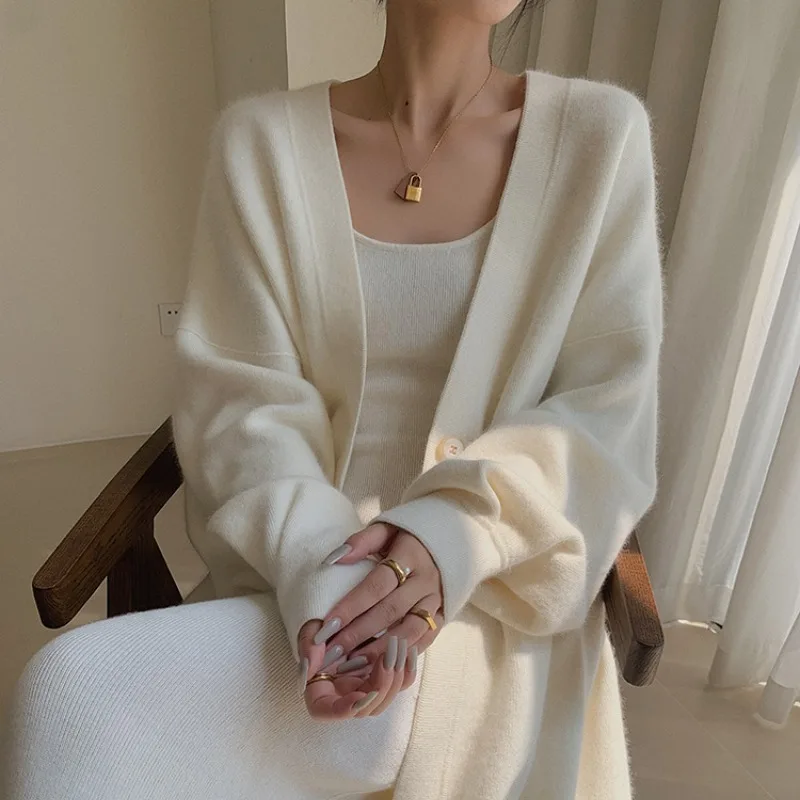 2023 Spring Autumn New Lazy Wind Long Cardigan Fresh Sweet Thin Loose Fashion Cardigan Pure Color Knitted Sweater Coat Female
2023 Spring Autumn New Lazy Wind Long Cardigan Fresh Sweet Thin Loose Fashion Cardigan Pure Color Knitted Sweater Coat Female