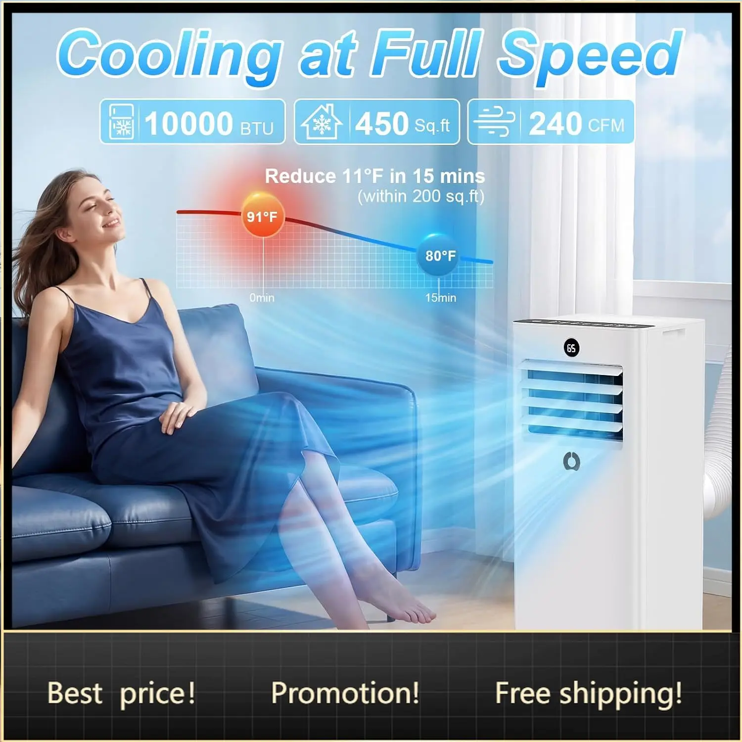 BestsellerPortable Air Conditioners,10,000 BTU 3-in-1 Portable AC unit for Rooms up to 450 Sq. Ft, Featuring 24H Timer, Smart Sl
BestsellerPortable Air Conditioners,10,000 BTU 3-in-1 Portable AC unit for Rooms up to 450 Sq. Ft, Featuring 24H Timer, Smart Sl