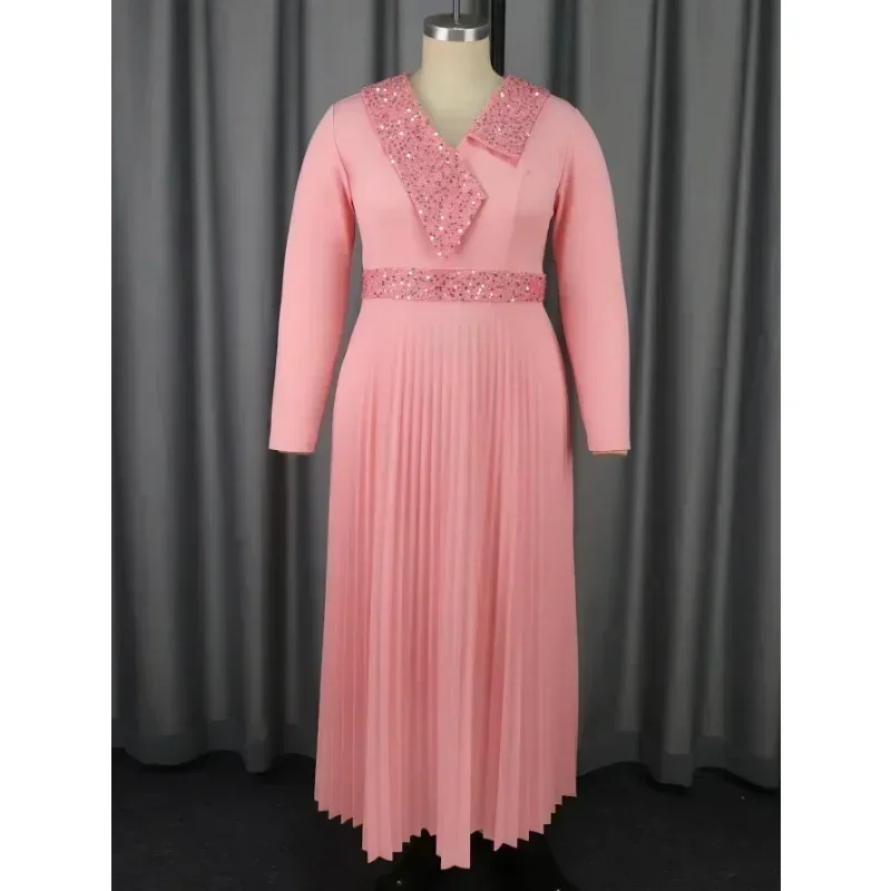 Women Classic Pink Maxi Pleated Dress Irregular Glitter Neck High Waist A-line Dresses Formal Event Occasion Church Gowns
Women Classic Pink Maxi Pleated Dress Irregular Glitter Neck High Waist A-line Dresses Formal Event Occasion Church Gowns