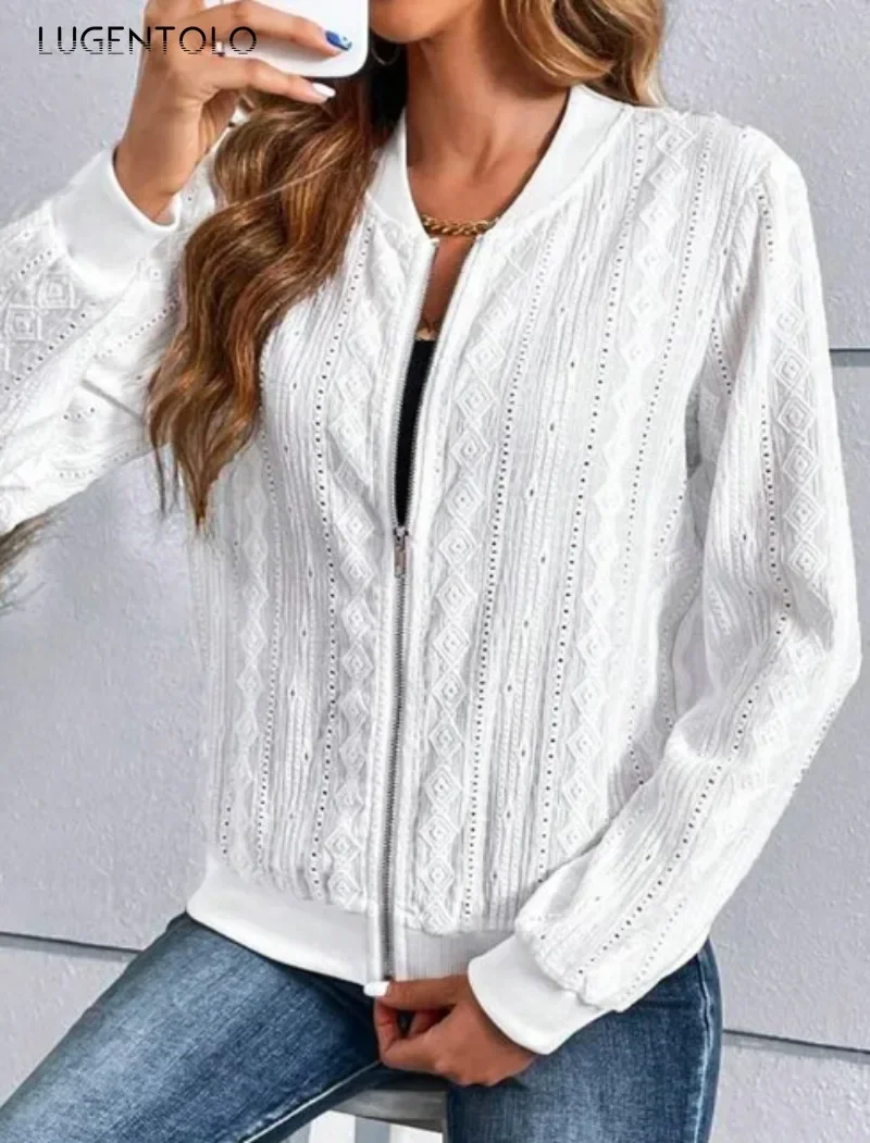 Women Lace Jackets Hollow Out Long Sleeve Zipper Spring Autumn Solid Female Casual New Street Simple Coat Lugentolo
Women Lace Jackets Hollow Out Long Sleeve Zipper Spring Autumn Solid Female Casual New Street Simple Coat Lugentolo