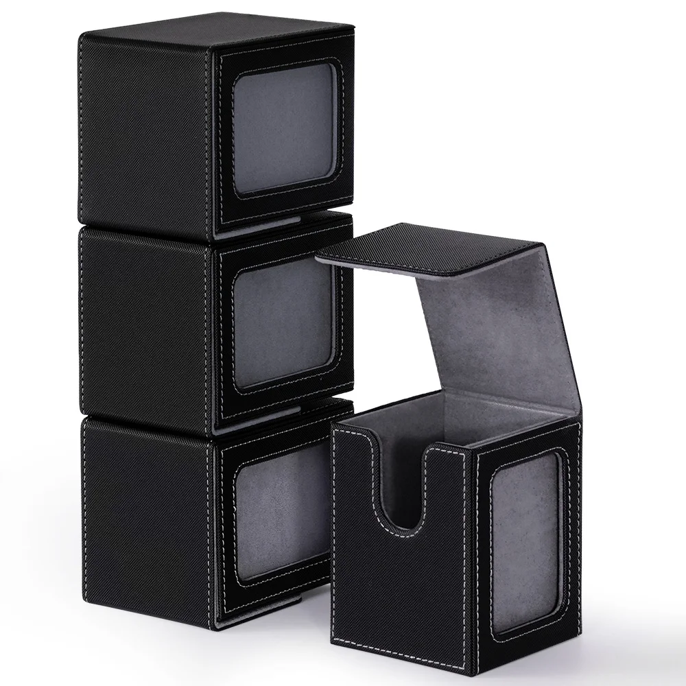 4 pack Card deck box with display window, Hold 120 + Single sleeved cards,Magneticdosure PU leather card box for TCG Cards
4 pack Card deck box with display window, Hold 120 + Single sleeved cards,Magneticdosure PU leather card box for TCG Cards