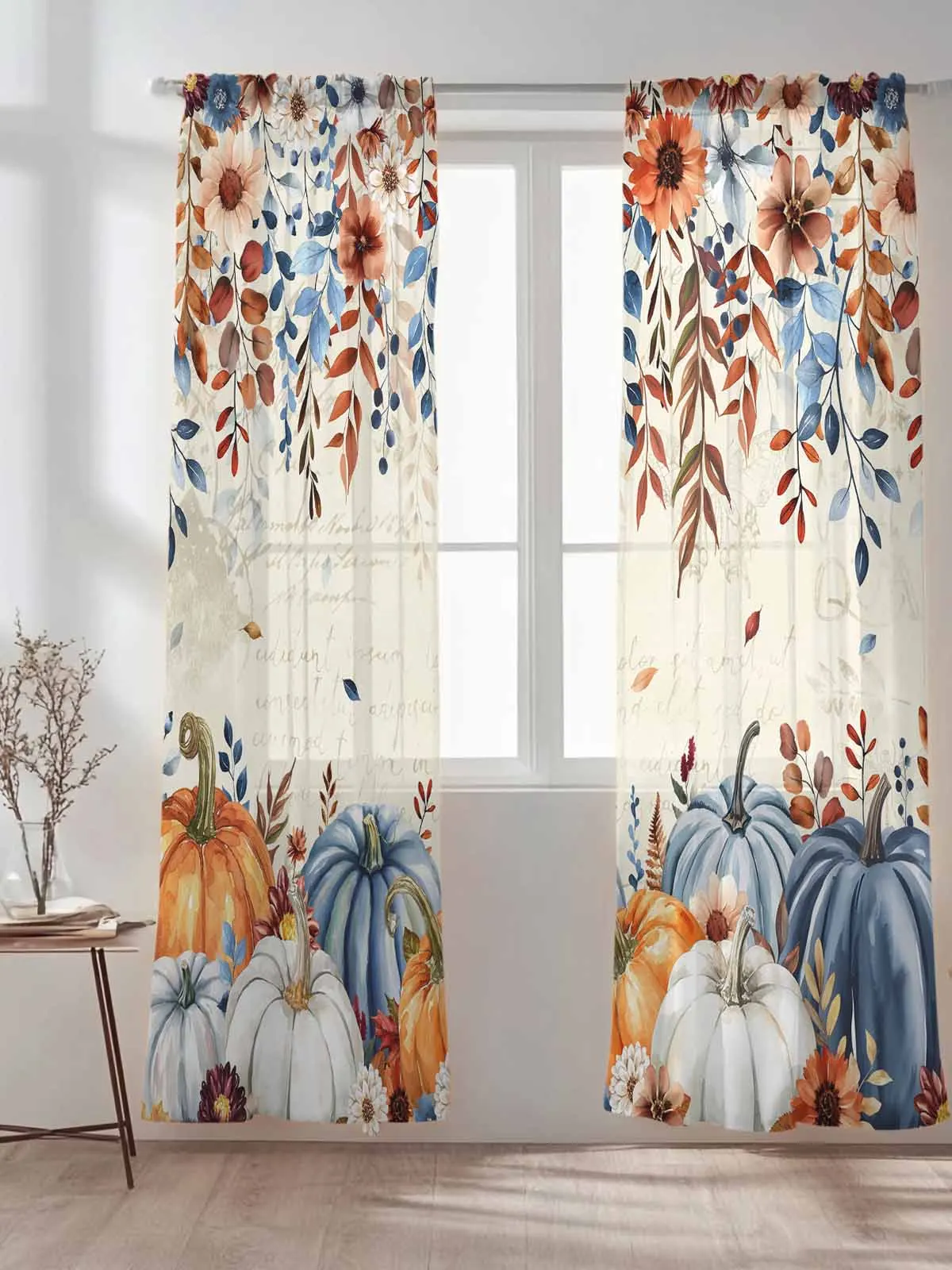Autumn Orange Pumpkin Eucalyptus Tulle Sheer Curtains for Living Room Bedroom Kitchen Decoration Voile Organza Curtains
Autumn Orange Pumpkin Eucalyptus Tulle Sheer Curtains for Living Room Bedroom Kitchen Decoration Voile Organza Curtains