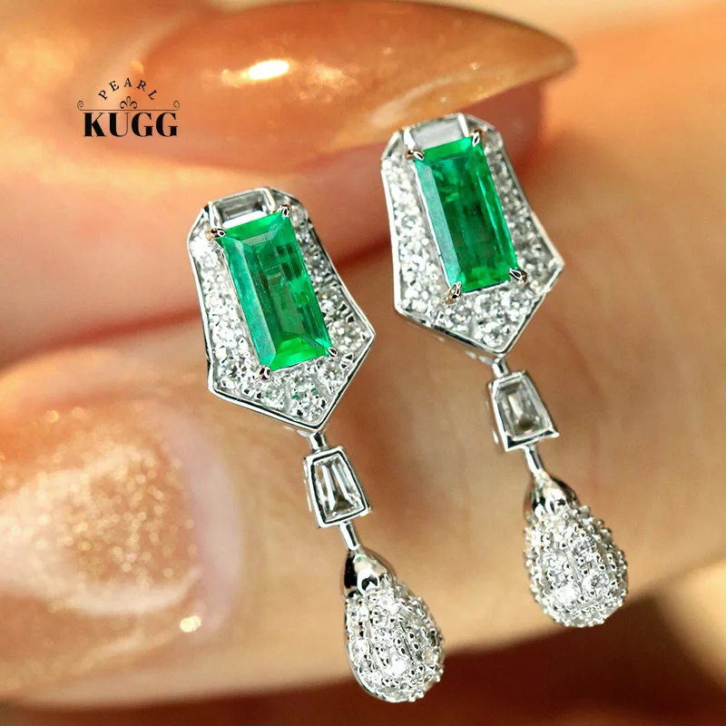 KUGG 100% 18K White Gold Earrings Elegant Vintage Style Shiny Diamond Natural Emerald Earrings for Women High Party Jewelry
KUGG 100% 18K White Gold Earrings Elegant Vintage Style Shiny Diamond Natural Emerald Earrings for Women High Party Jewelry