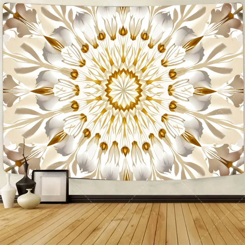 1 шт. настенный гобелен элегантный золотой цветочный гобелен с мандалой для декора гостиной в стиле бохо
1 шт. настенный гобелен элегантный золотой цветочный гобелен с мандалой для декора гостиной в стиле бохо