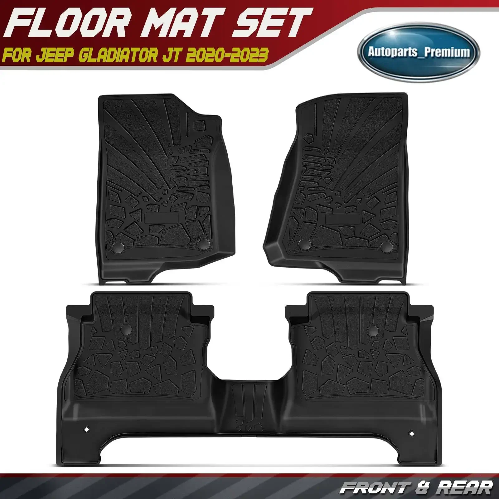 3x Front & Rear Black Floor Mats Liner for Jeep Gladiator JT 2020 2021 2022 2023
3x Front & Rear Black Floor Mats Liner for Jeep Gladiator JT 2020 2021 2022 2023