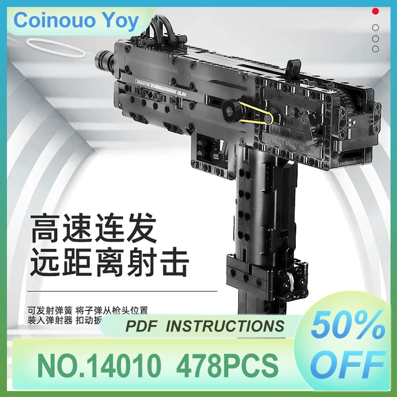 New MOC Technical Mac 10 Submachine Gun Mould King 14012 Model Building Blocks Brick Puzzle Assembly DIY Toy Christmas Gifts Boy
New MOC Technical Mac 10 Submachine Gun Mould King 14012 Model Building Blocks Brick Puzzle Assembly DIY Toy Christmas Gifts Boy