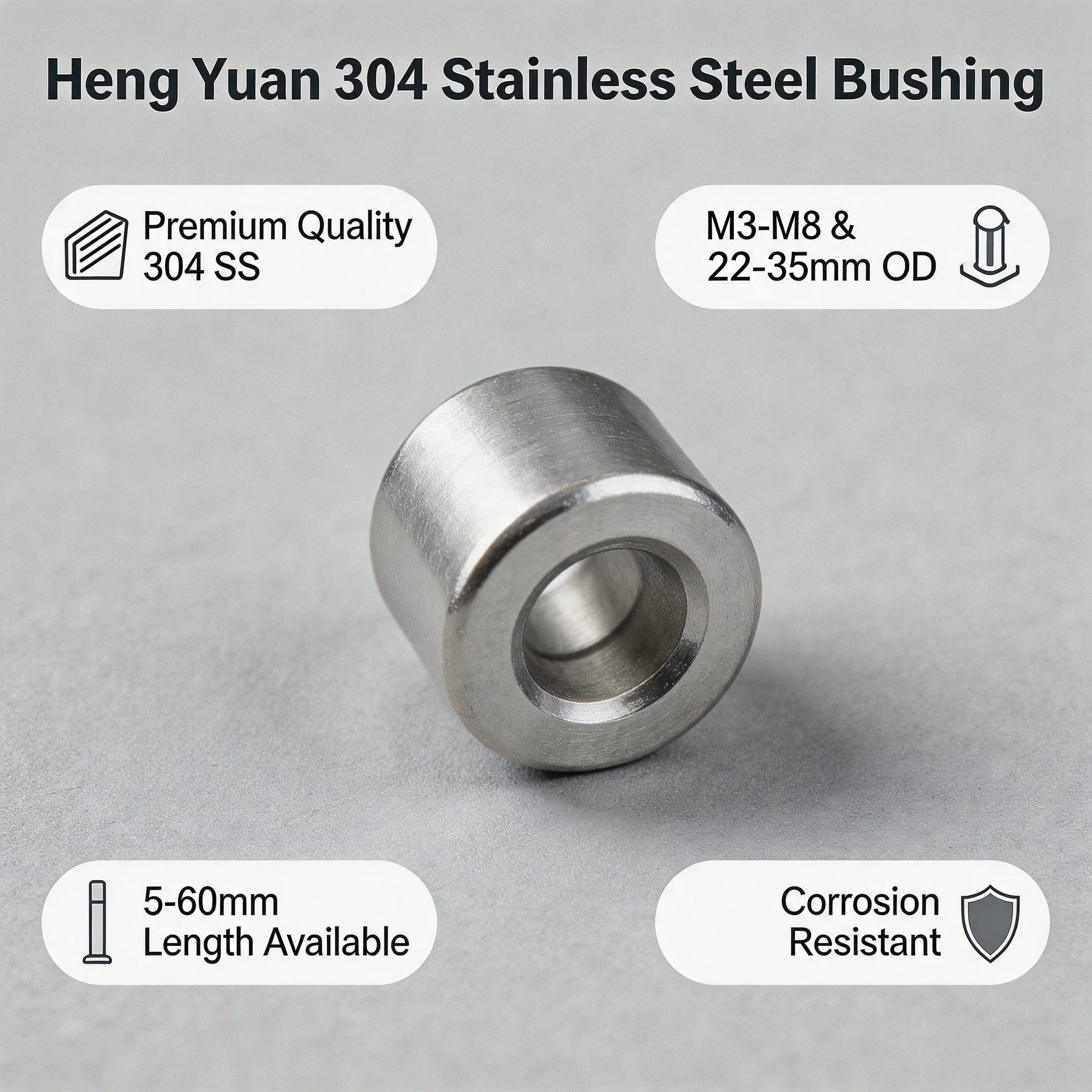 304 Stainless Steel Hollow Bushing Bearing - Wear Resistant round Spacer Sleeve OD 22-35mm Length 5-60mm for Industrial Use
304 Stainless Steel Hollow Bushing Bearing - Wear Resistant round Spacer Sleeve OD 22-35mm Length 5-60mm for Industrial Use