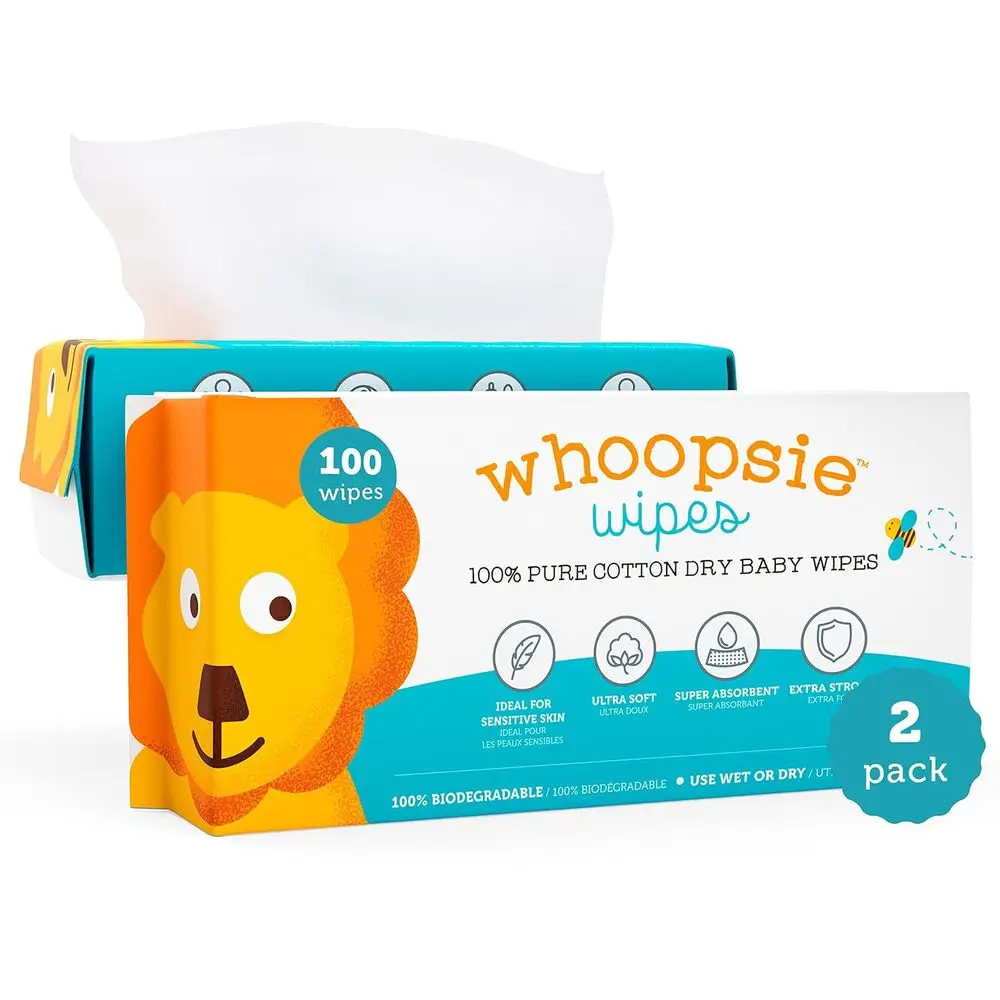 Pure Cotton Baby Wipes - Soft, Unscented, Hypoallergenic, Dry or Wet Use - 2 Packs, 200 Total.
Pure Cotton Baby Wipes - Soft, Unscented, Hypoallergenic, Dry or Wet Use - 2 Packs, 200 Total.