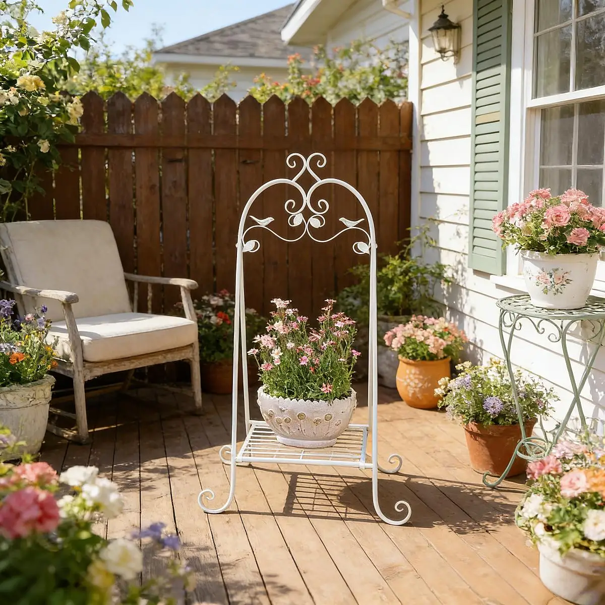 Vintage Distressed Green Foldable Metal Plant Stand, Rustic Arched Garden Shelf with Bird & Leaf Decor for Outdoor Patio Plants
Vintage Distressed Green Foldable Metal Plant Stand, Rustic Arched Garden Shelf with Bird & Leaf Decor for Outdoor Patio Plants