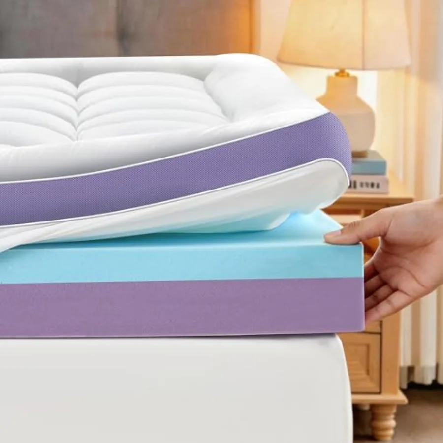 5 Inch Dual Layer Memory Foam Mattress Topper - 2'' Pillow Top Mattress Pad for Back Pain and 2'' Support Foam and 1'' Cooling
5 Inch Dual Layer Memory Foam Mattress Topper - 2'' Pillow Top Mattress Pad for Back Pain and 2'' Support Foam and 1'' Cooling