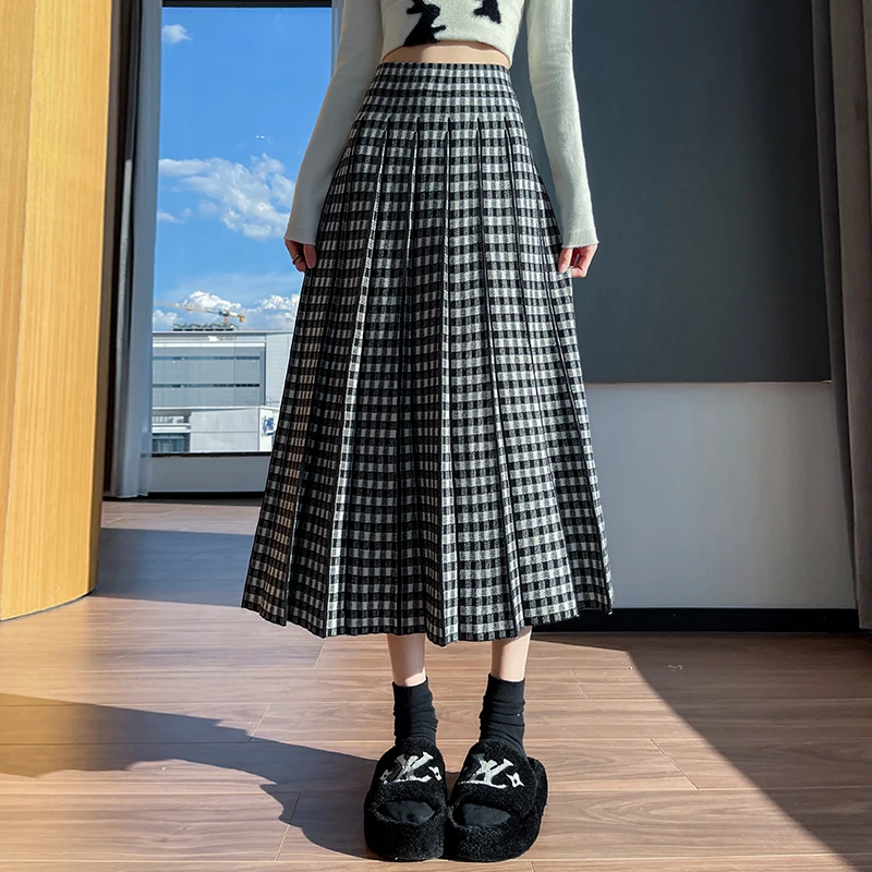 Vintage Pleated Knitted Skirt Women Fall Winter Korean Fashion High-waisted Pleated Skirt Office Ladies A Line Streetwear Faldas
Vintage Pleated Knitted Skirt Women Fall Winter Korean Fashion High-waisted Pleated Skirt Office Ladies A Line Streetwear Faldas