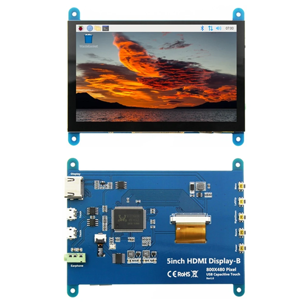 5 Inch HDMI Display for Raspberry Pi HD IPS Wide-Angle Display Capacitive Touch 800*480 with 3.5mm Audio Interface
5 Inch HDMI Display for Raspberry Pi HD IPS Wide-Angle Display Capacitive Touch 800*480 with 3.5mm Audio Interface