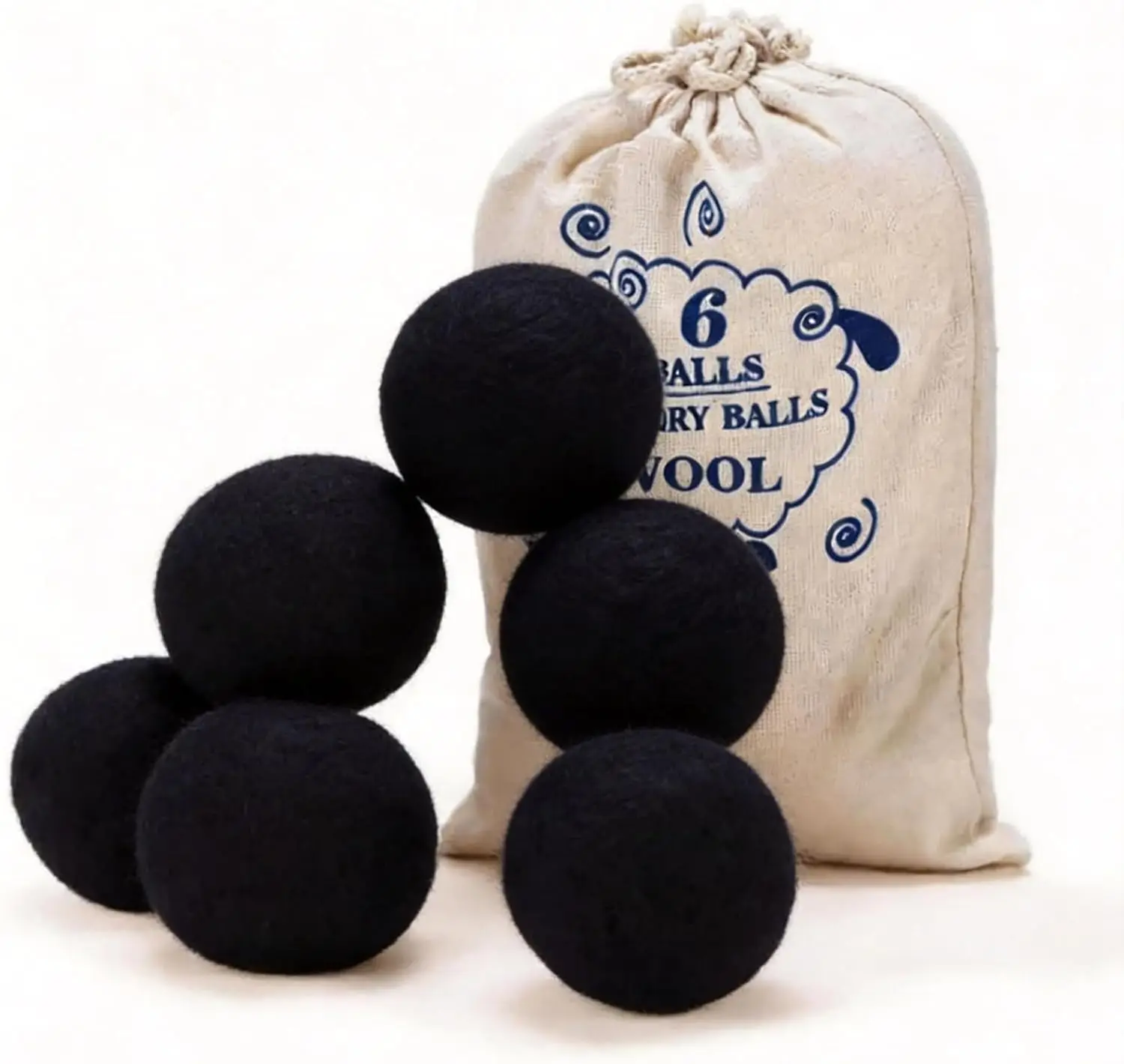 Wool Dryer Balls, New Zealand Dryer Balls Laundry Reusable Reduce Static, Wrinkles & Drying Time (Pack of 6, Black)
Wool Dryer Balls, New Zealand Dryer Balls Laundry Reusable Reduce Static, Wrinkles & Drying Time (Pack of 6, Black)