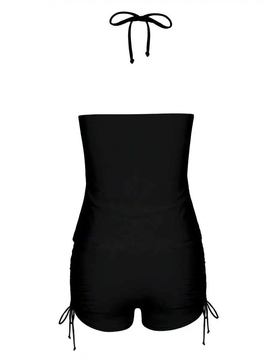Womens Black Halter Tankini Set With Drawstring Shorts Modest Tummy Control Swimsuit
Womens Black Halter Tankini Set With Drawstring Shorts Modest Tummy Control Swimsuit