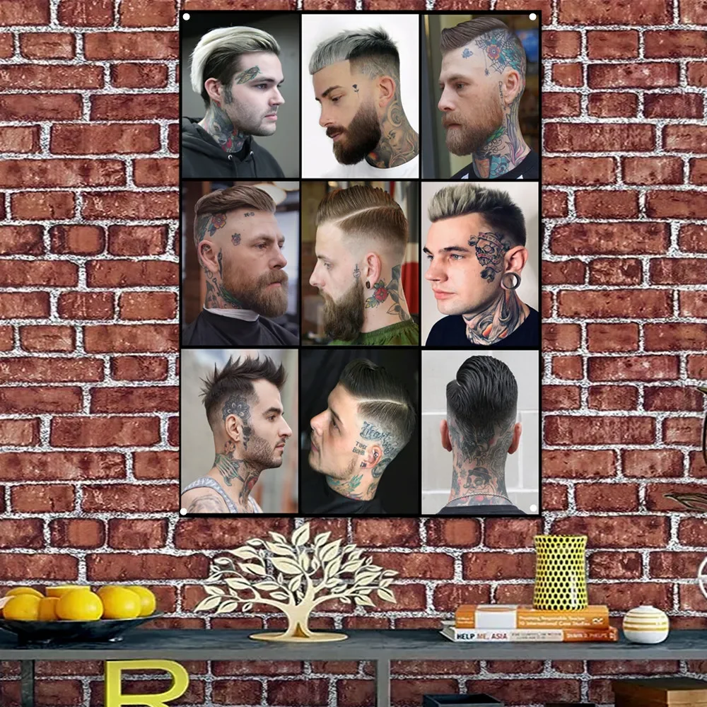 Popular Men's Tattoo Hairstyle Poster Wall Charts Vintage Barber Shop Wall Decor Banner Flag Haircut & Shave Service Signboard
Popular Men's Tattoo Hairstyle Poster Wall Charts Vintage Barber Shop Wall Decor Banner Flag Haircut & Shave Service Signboard