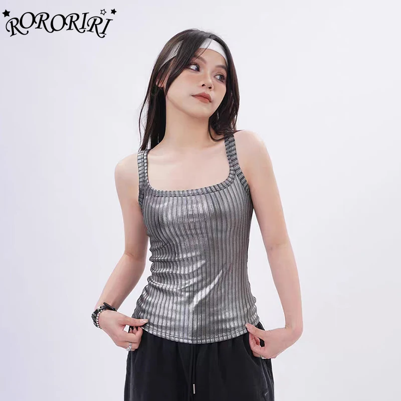 RORORIRI Y2k Silver Striped Scoop Neck Tank Top Women Vintage Metallic Stretch Slim Fit Sleeveless Vest Grunge Night Clubwear
RORORIRI Y2k Silver Striped Scoop Neck Tank Top Women Vintage Metallic Stretch Slim Fit Sleeveless Vest Grunge Night Clubwear