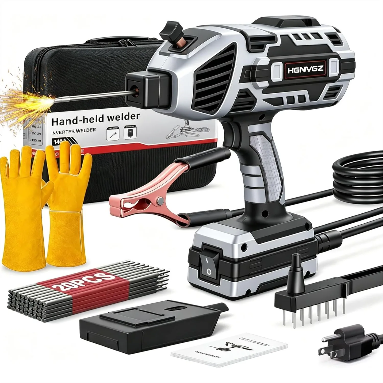 Handheld Welding Machine 20-120A 110V Portable Stick Welder with 20pcs Rods, IGBT Arc Welder Gun, 6 Variable Current Adjustment
Handheld Welding Machine 20-120A 110V Portable Stick Welder with 20pcs Rods, IGBT Arc Welder Gun, 6 Variable Current Adjustment