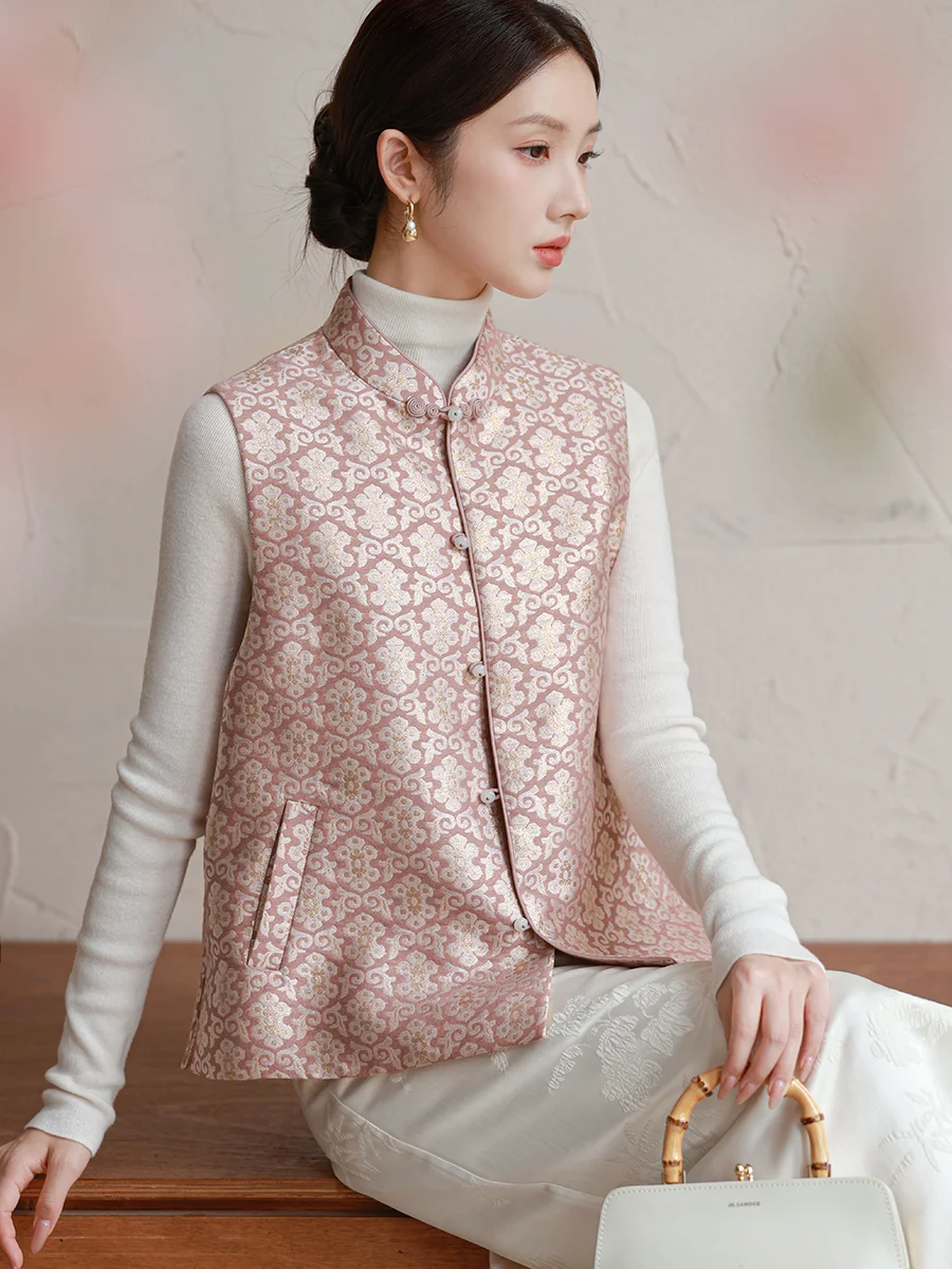 Новая китайская женская жилетка-куртка с вышивкой золотой нитью, в стиле Тан, ретро, с пуговицами, топ-жакет
Новая китайская женская жилетка-куртка с вышивкой золотой нитью, в стиле Тан, ретро, с пуговицами, топ-жакет