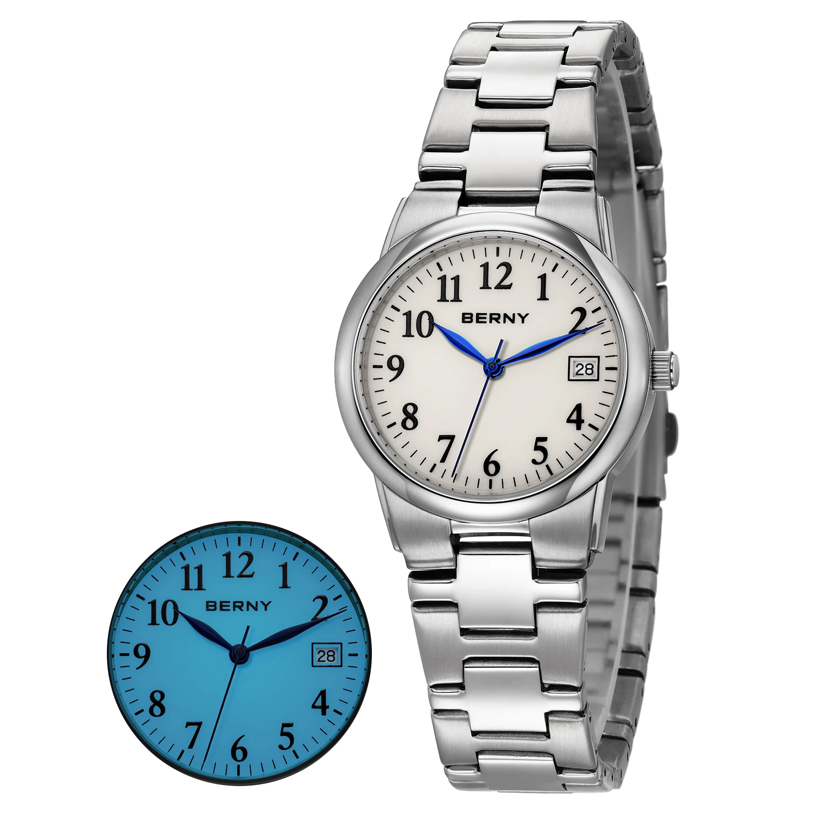 BERNY Women's Watches Full Luminous Dial Fashion Casual Ladies Quartz Watch Calendar Easy Read Elegant Wristwatch
BERNY Women's Watches Full Luminous Dial Fashion Casual Ladies Quartz Watch Calendar Easy Read Elegant Wristwatch