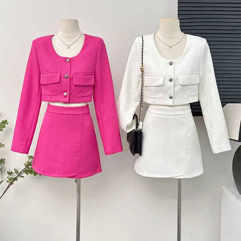 Fashion Double Pocket Short Jacket O-neck Suit Coat Women Spring 2025 New High Waist Skim A-line Half Skirt Two Pieces Set
Fashion Double Pocket Short Jacket O-neck Suit Coat Women Spring 2025 New High Waist Skim A-line Half Skirt Two Pieces Set