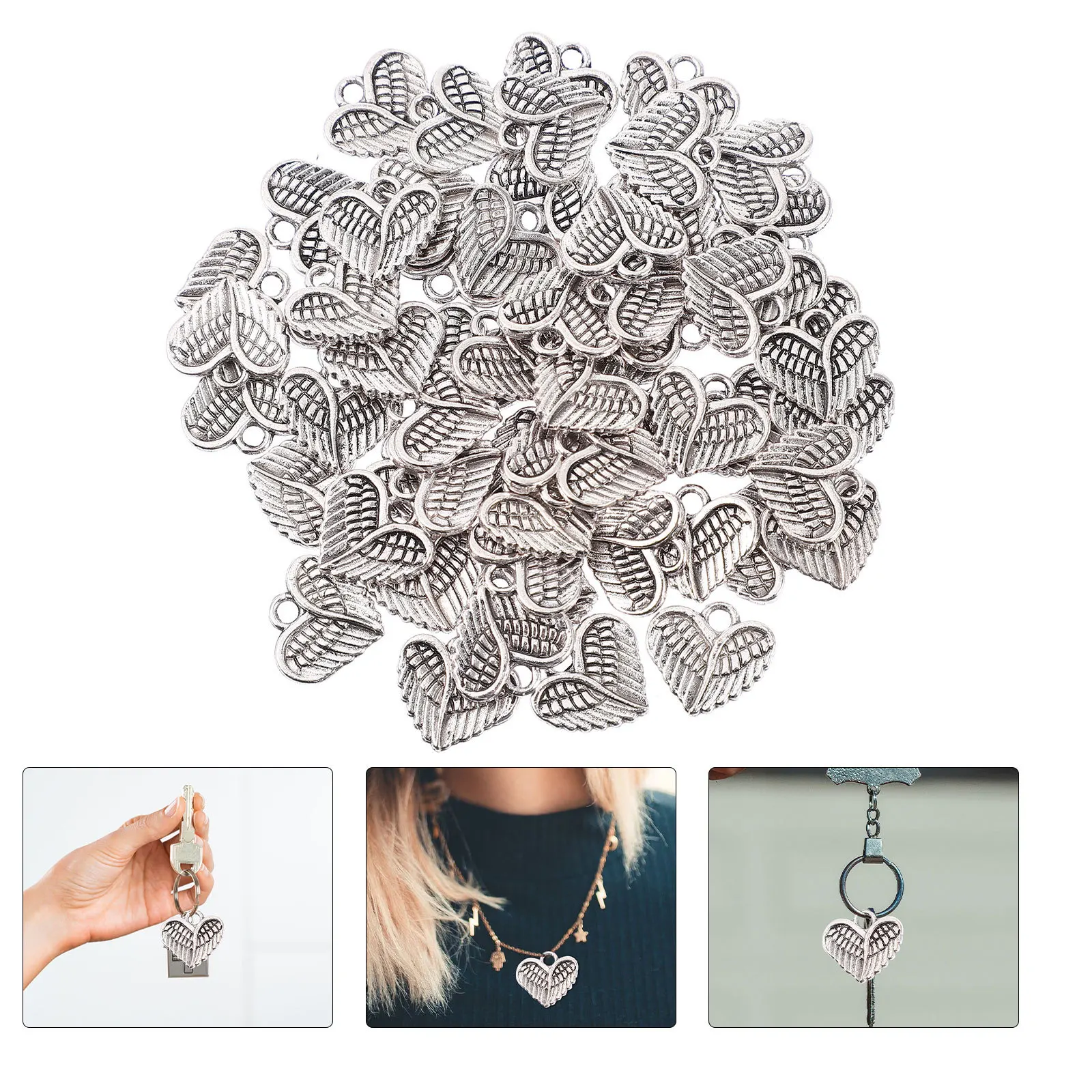 60Pcs Heart Wing Pendant DIY Jewelry Charms Metal Wing Decorative Pendants Angel Wings Shaped Accessories Metal Charm
60Pcs Heart Wing Pendant DIY Jewelry Charms Metal Wing Decorative Pendants Angel Wings Shaped Accessories Metal Charm
