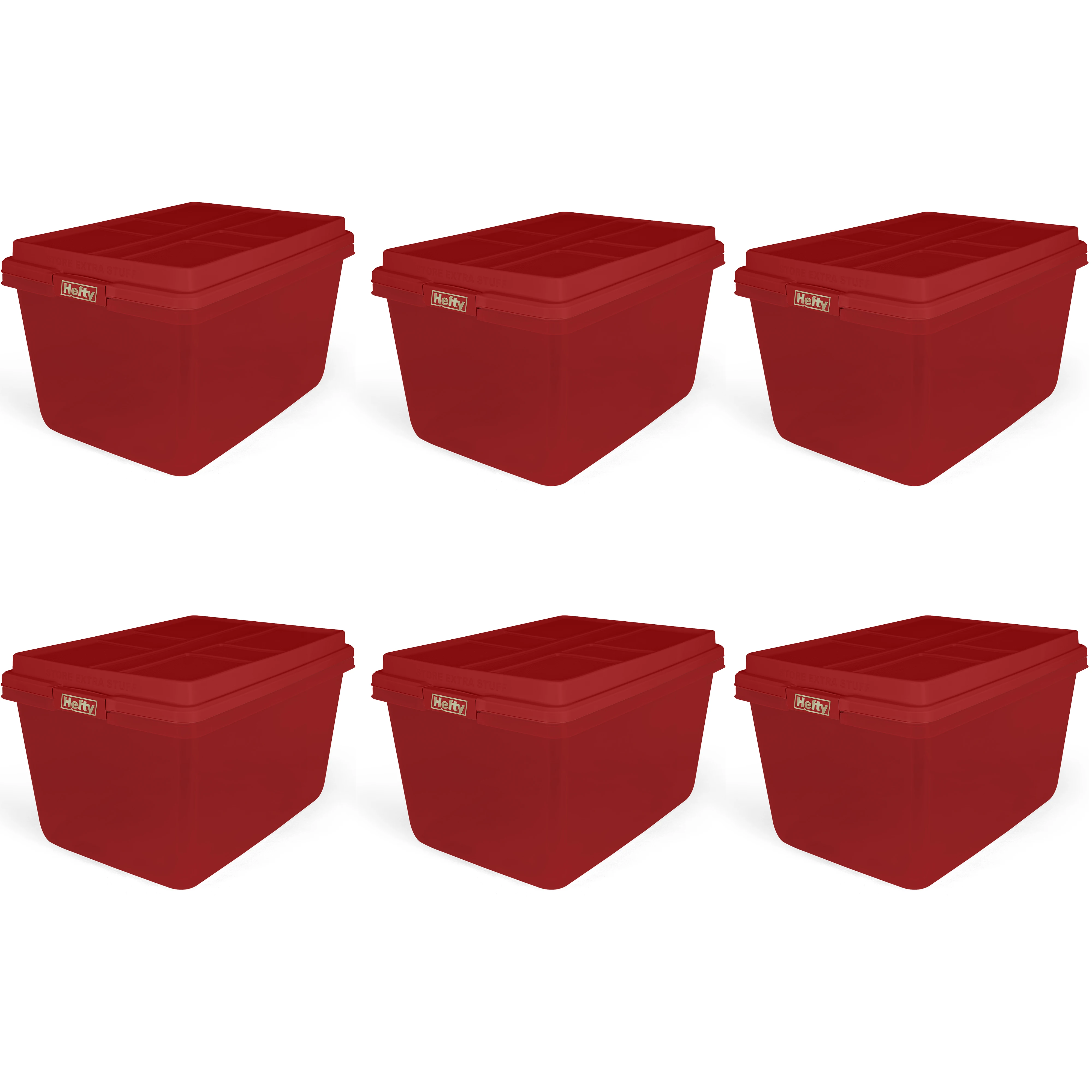 18 Gallon Plastic Christmas Storage Container with HIRISE Lid, Holiday Red, Set of 6
18 Gallon Plastic Christmas Storage Container with HIRISE Lid, Holiday Red, Set of 6