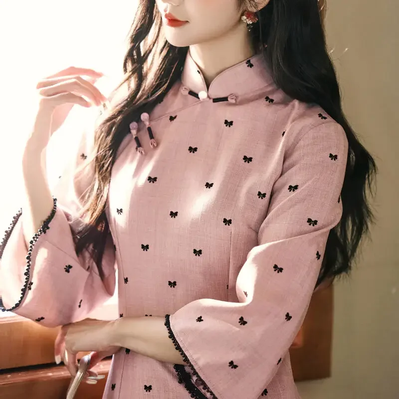 Princess Chinese Dress Vintage Mandarin Collar Pink Qipao 3/4 Sleeve Cheongsams Elegant Evening Party Vestidos Hanfu Costume
Princess Chinese Dress Vintage Mandarin Collar Pink Qipao 3/4 Sleeve Cheongsams Elegant Evening Party Vestidos Hanfu Costume
