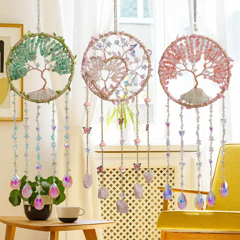 Suncatcher Crystal Natural Stones Pink Quartz Amethyst Green Aventurine Tree of Life Sun Catchers Hanging Decor Christmas Gift
Suncatcher Crystal Natural Stones Pink Quartz Amethyst Green Aventurine Tree of Life Sun Catchers Hanging Decor Christmas Gift