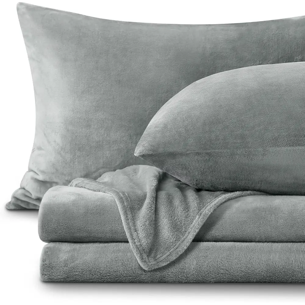 King Size Grey Luxury Plush 4-Piece Sheet Set with Fitted, Flat Sheet, and 2 Pillowcases
King Size Grey Luxury Plush 4-Piece Sheet Set with Fitted, Flat Sheet, and 2 Pillowcases