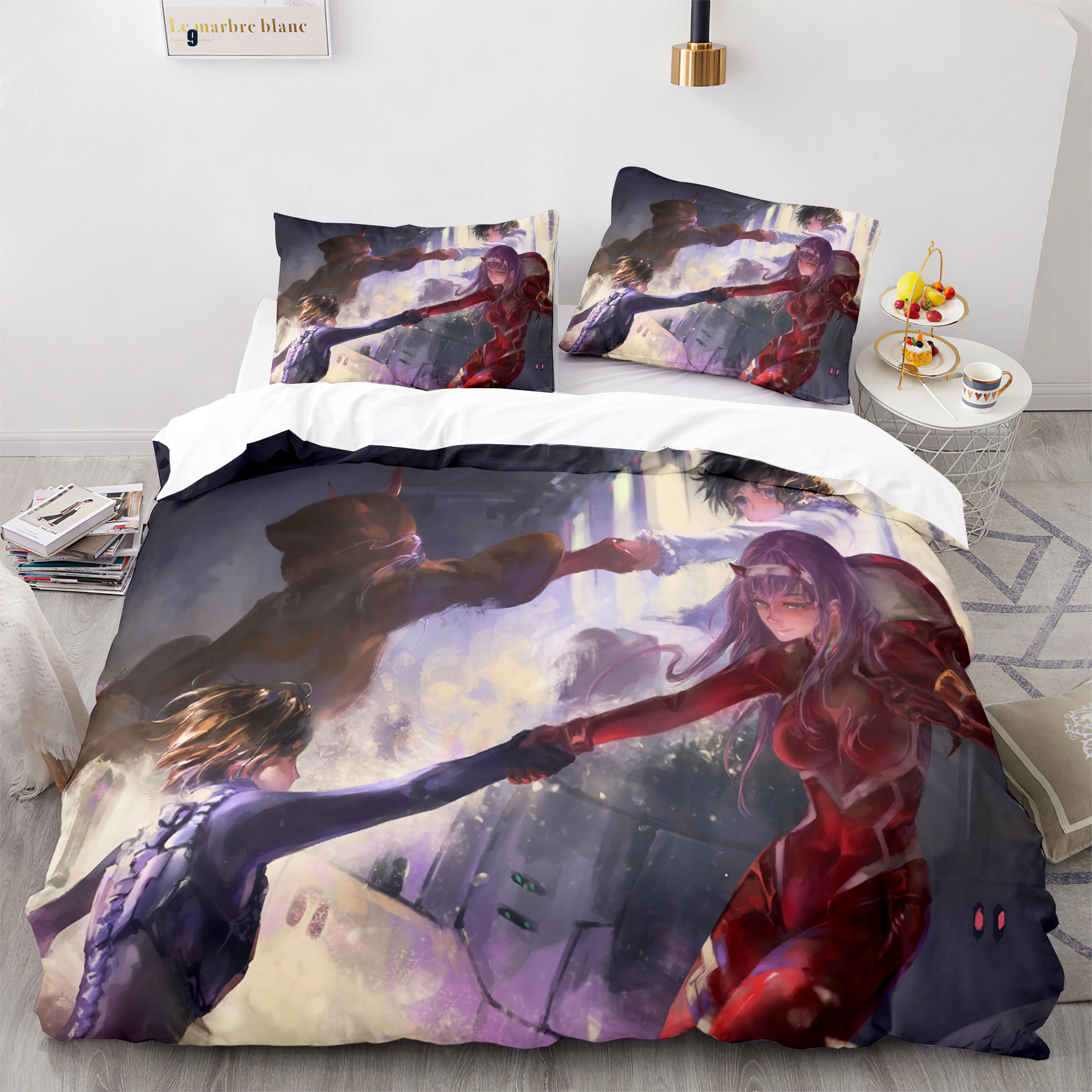 Комплект постельного белья с 3d принтом аниме Darling In The Franxx, покрывало Single Twin Full Queen King Size, комплекты постельного белья для взрослых, кавайный комплект пододеяльников
Комплект постельного белья с 3d принтом аниме Darling In The Franxx, покрывало Single Twin Full Queen King Size, комплекты постельного белья для взрослых, кавайный комплект пододеяльников