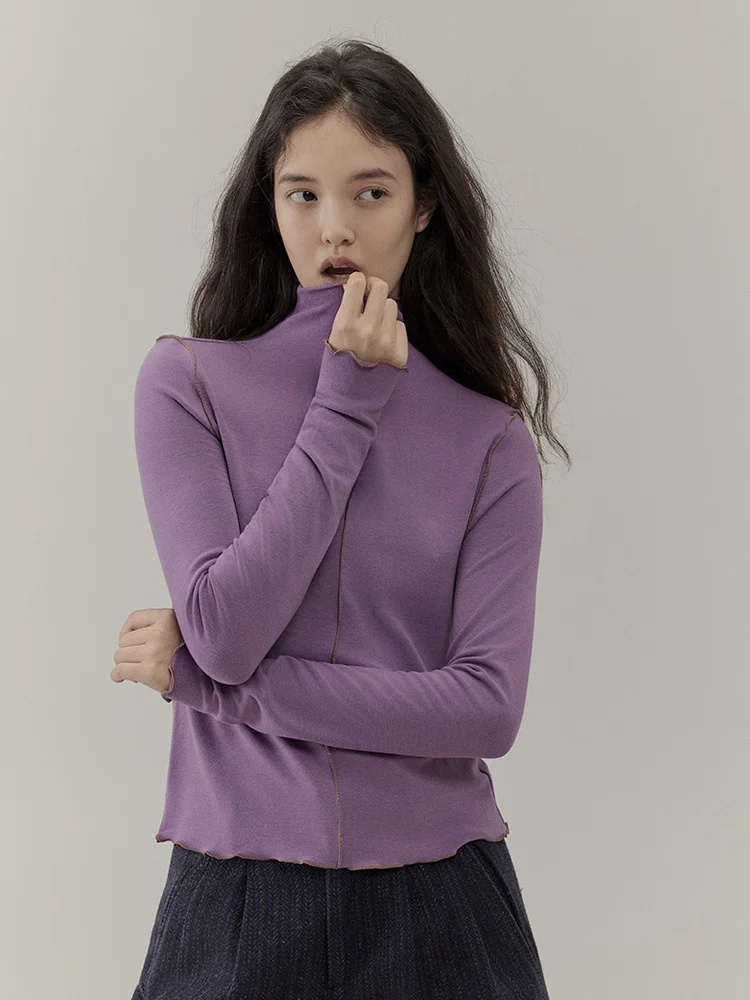 LITLECOT Women's Purple Lace Trim Knitted Base irt f High Collar Slim Fit Inner Wear Casual Sle Long Sve Top
LITLECOT Women's Purple Lace Trim Knitted Base irt f High Collar Slim Fit Inner Wear Casual Sle Long Sve Top