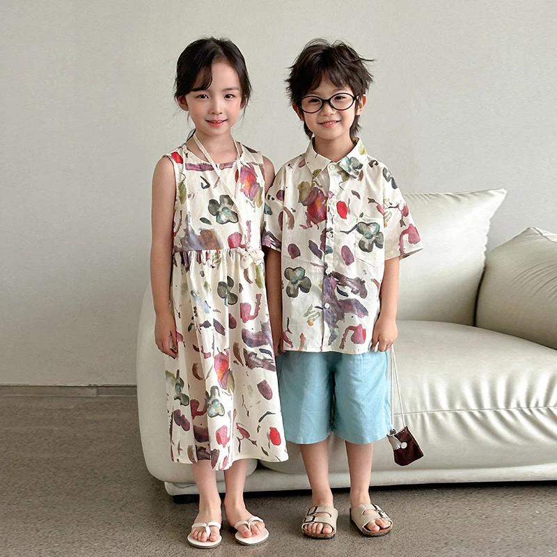 New Brother Sister Summer Cartoon Sets Boys Top And Shorts with Pockets 2 Pieces Short Sets Girls Sleeveless Dress Kids Age 1-9Y
New Brother Sister Summer Cartoon Sets Boys Top And Shorts with Pockets 2 Pieces Short Sets Girls Sleeveless Dress Kids Age 1-9Y