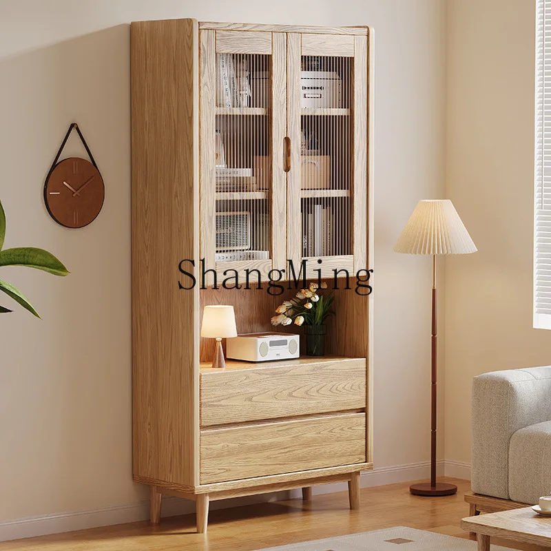 FG solid wood bookcase with glass door living room home display cabinet modern simple floor-to-wall locker
FG solid wood bookcase with glass door living room home display cabinet modern simple floor-to-wall locker