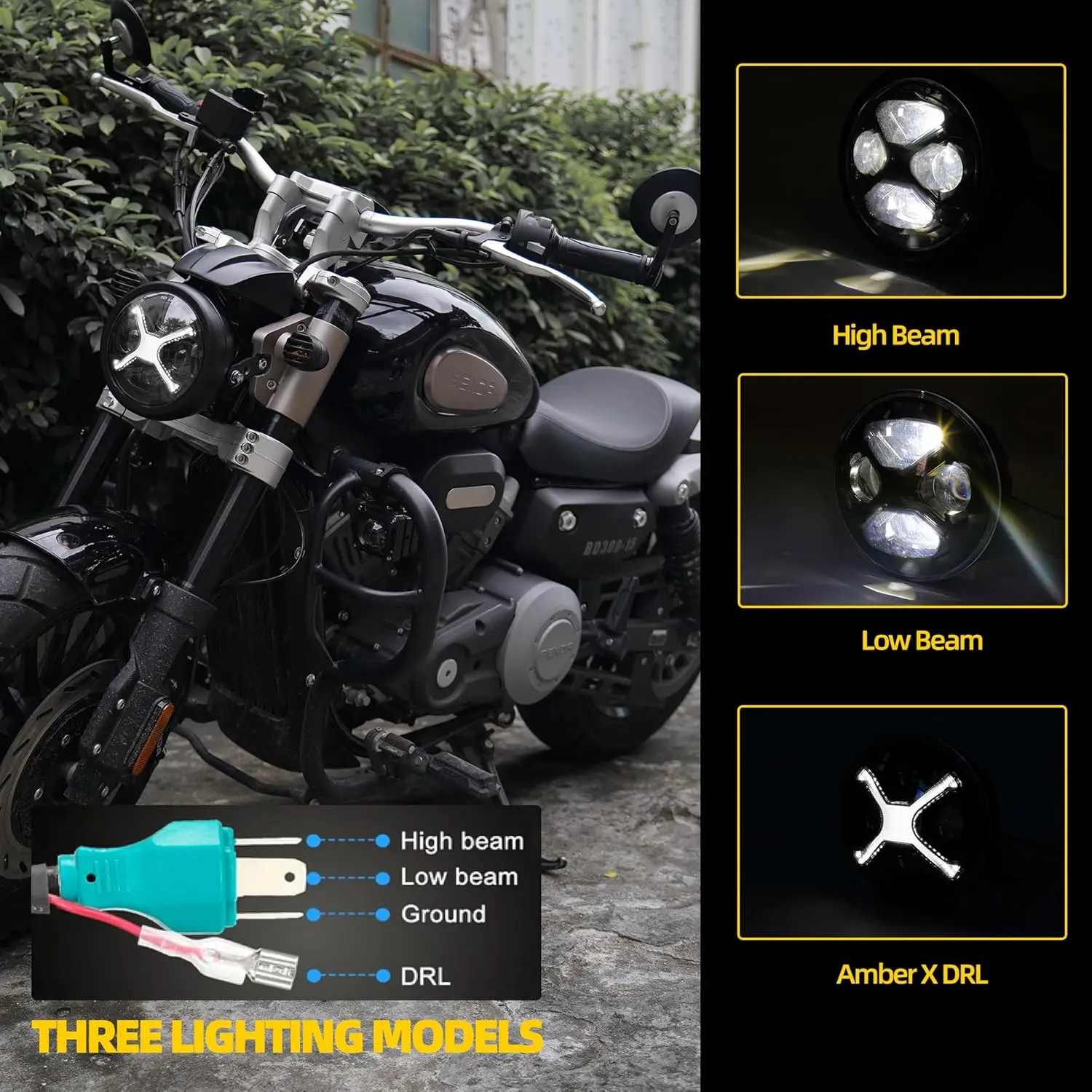 5.75-inch 60W motorcycle light assembly hot selling and cool black X-shaped LED white light DOT certified waterproof
5.75-inch 60W motorcycle light assembly hot selling and cool black X-shaped LED white light DOT certified waterproof