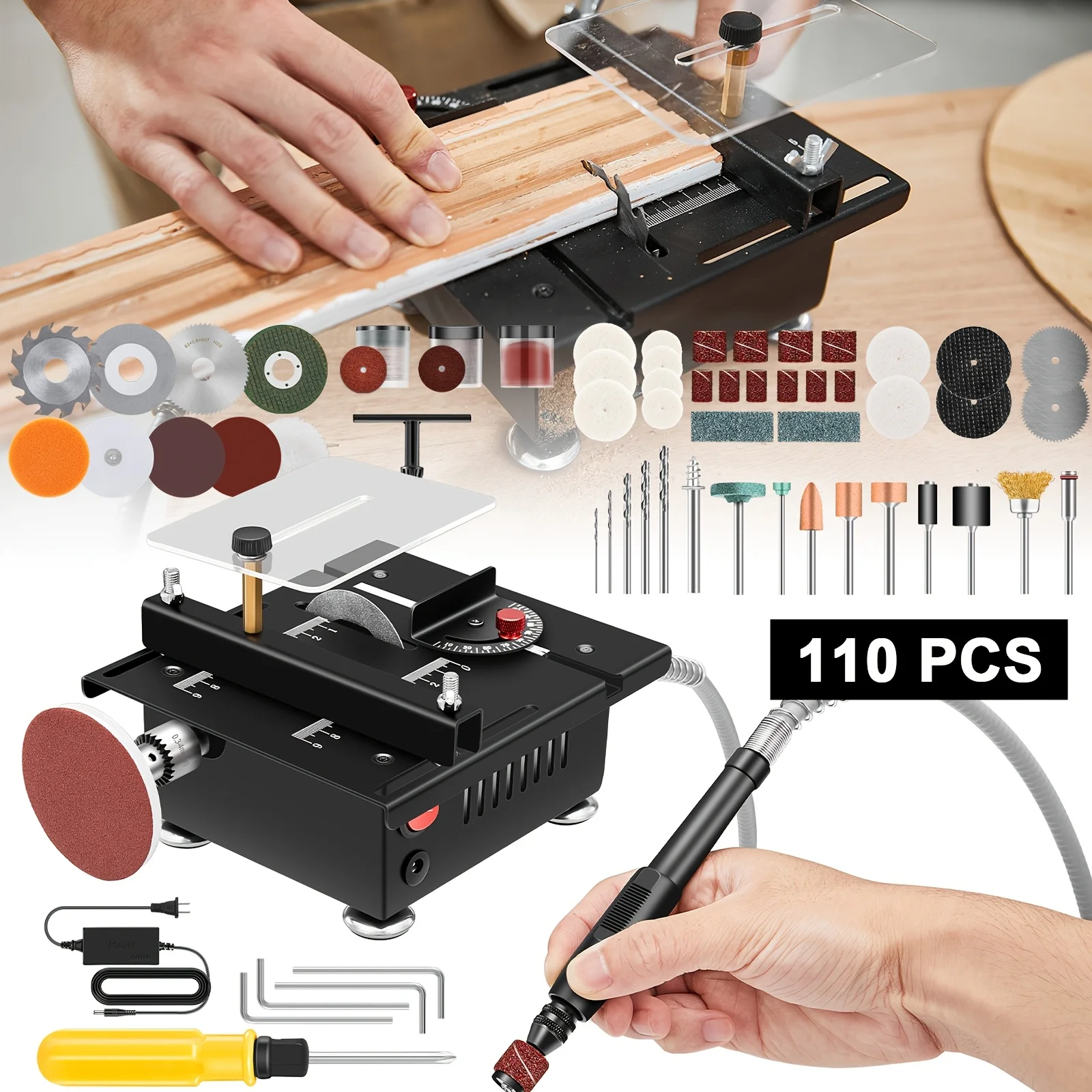 AUXTUR Mini Table Saw, Multifunctional Portable Adjustable, Cutting, Sanding, Carving, Drilling, All-In-One Machine, 7-Level Speed Adjustable Power Supply for Cut Metal Wood Plastic Acrylic
AUXTUR Mini Table Saw, Multifunctional Portable Adjustable, Cutting, Sanding, Carving, Drilling, All-In-One Machine, 7-Level Speed Adjustable Power Supply for Cut Metal Wood Plastic Acrylic