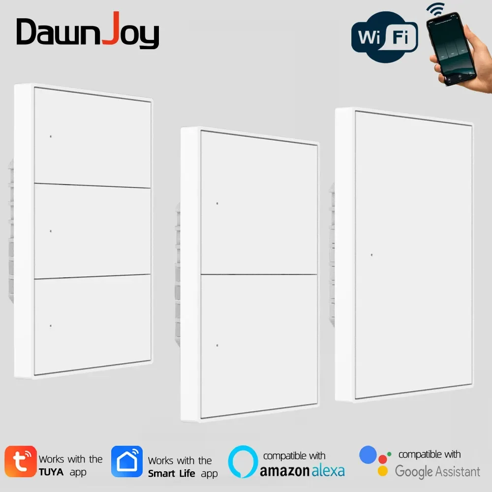 Dawnjoy wifi smart switch US standards with Neutral 110V-240V micro push button switch tuya app remote voice share control
Dawnjoy wifi smart switch US standards with Neutral 110V-240V micro push button switch tuya app remote voice share control