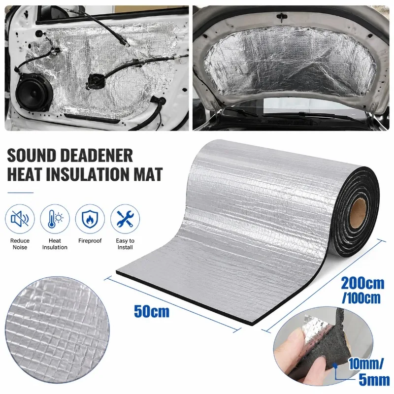 Car Sound Deadening Mat 5/10mm,Heat & Noise Insulation Sheet,Closed Cell Foam for Hood,Engine,Door,Car Audio Vibration Reduction
Car Sound Deadening Mat 5/10mm,Heat & Noise Insulation Sheet,Closed Cell Foam for Hood,Engine,Door,Car Audio Vibration Reduction
