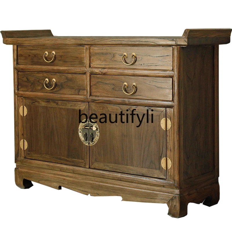New Chinese-style solid wood porch cabinet, elm storage, dining room partition decoration, warped head table
New Chinese-style solid wood porch cabinet, elm storage, dining room partition decoration, warped head table