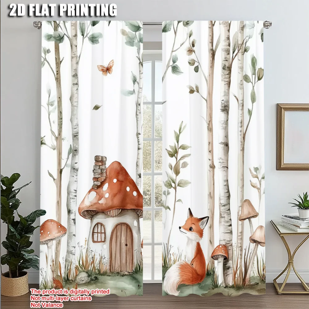 2pcs, Light Filtering Curtains 2D print Forest Fox Mushroom Versatile Fabric (without rod) Festive for Living Room & Bedroom
2pcs, Light Filtering Curtains 2D print Forest Fox Mushroom Versatile Fabric (without rod) Festive for Living Room & Bedroom