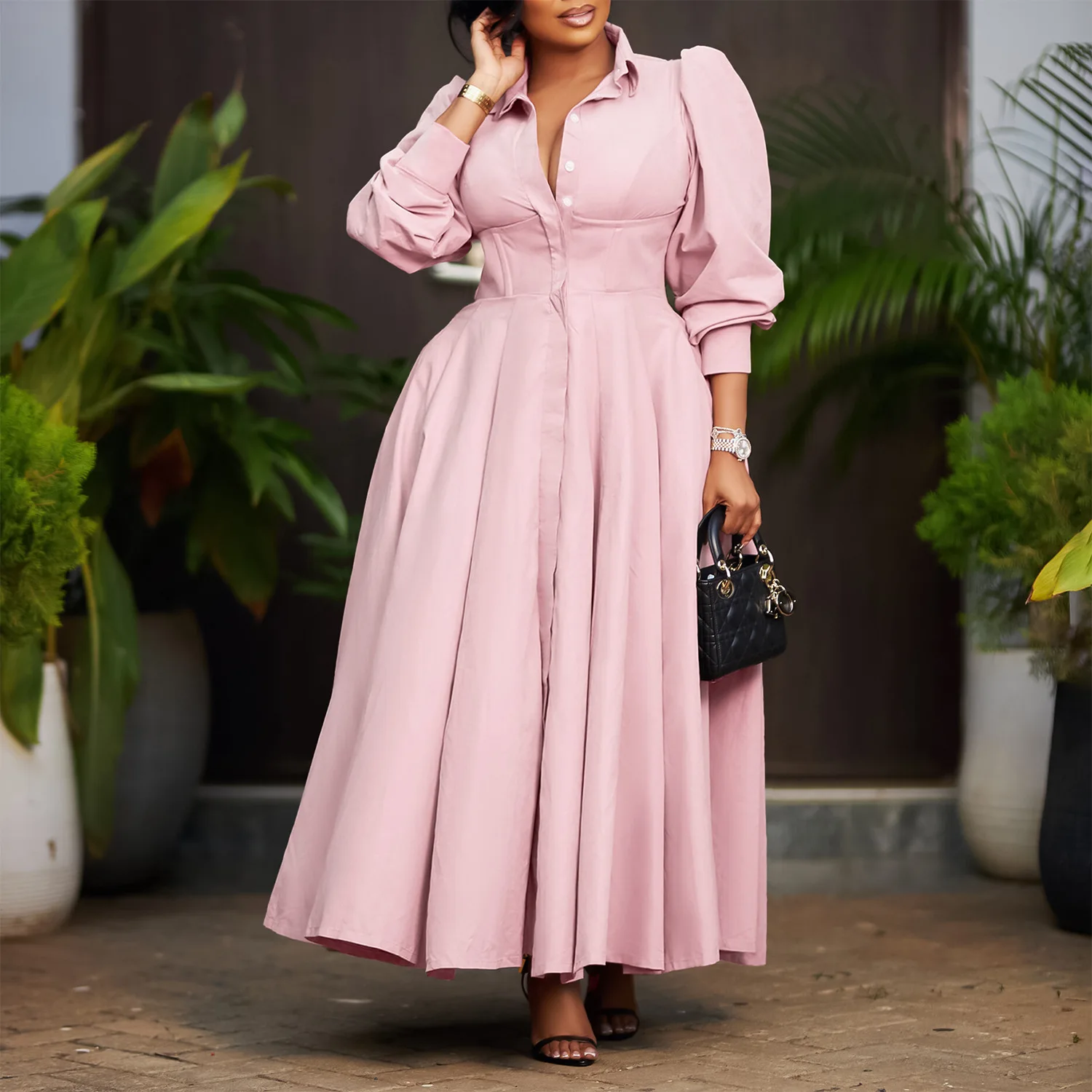 Dress Dresses Women Spring Summer Elegant Long Sleeve Shirt Style Maxi African Sundress
Dress Dresses Women Spring Summer Elegant Long Sleeve Shirt Style Maxi African Sundress