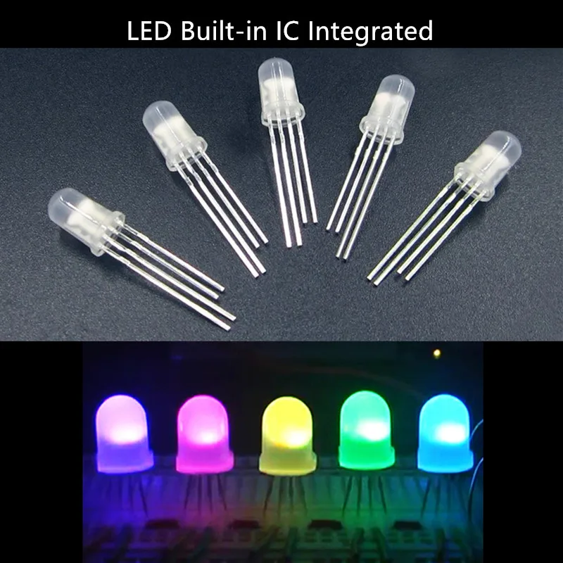 F5 5 мм DC5V WS2812D Круглые бусины для ламп RGB с прямой вставкой Светодиодный чипсет WS2812 внутри RGB Полноцветные матовые светодиодные чипы
F5 5 мм DC5V WS2812D Круглые бусины для ламп RGB с прямой вставкой Светодиодный чипсет WS2812 внутри RGB Полноцветные матовые светодиодные чипы