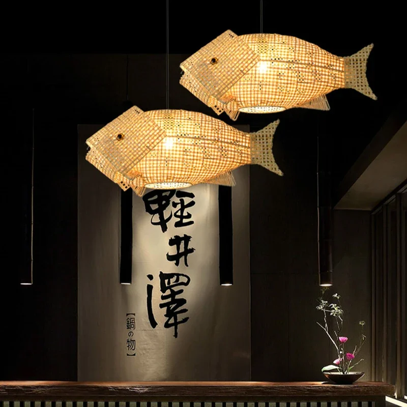 Carp Lantern New Chinese Restaurant Chandelier Coffee Shop Creative Fish Japanese Sushi Southeast Asia bamboo Pendant Light
Carp Lantern New Chinese Restaurant Chandelier Coffee Shop Creative Fish Japanese Sushi Southeast Asia bamboo Pendant Light
