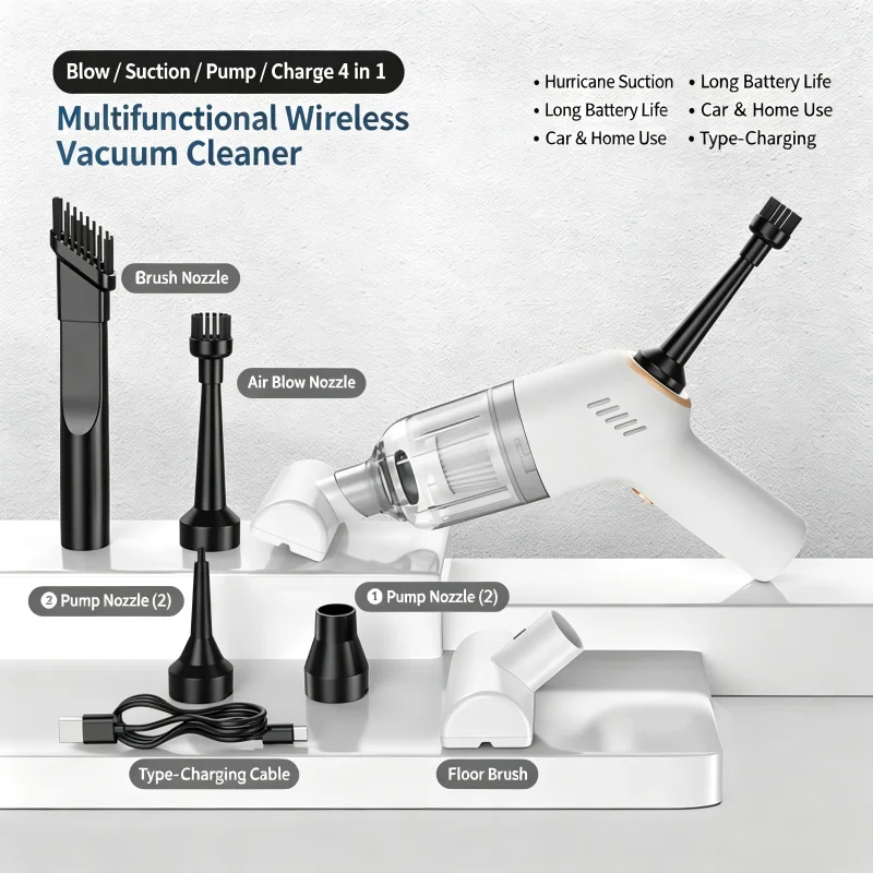 Car Vacuum Cleaner 4 In 1 Wireless Vacuum Cleaner Handheld Vacuum Pump For Car Cleaner Cordless Powerful Nail Pump Car Accessory
Car Vacuum Cleaner 4 In 1 Wireless Vacuum Cleaner Handheld Vacuum Pump For Car Cleaner Cordless Powerful Nail Pump Car Accessory