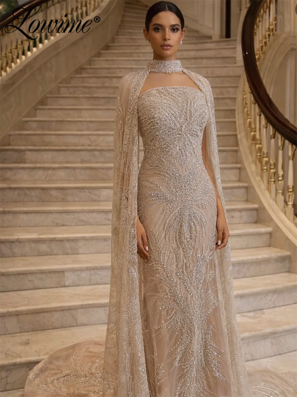 Champagne Mermaid Evening Dress with Cape Sleeves 2026 Women's Wedding Party Prom Gown Customized Elegant Celebrity Dresses Robe
Champagne Mermaid Evening Dress with Cape Sleeves 2026 Women's Wedding Party Prom Gown Customized Elegant Celebrity Dresses Robe