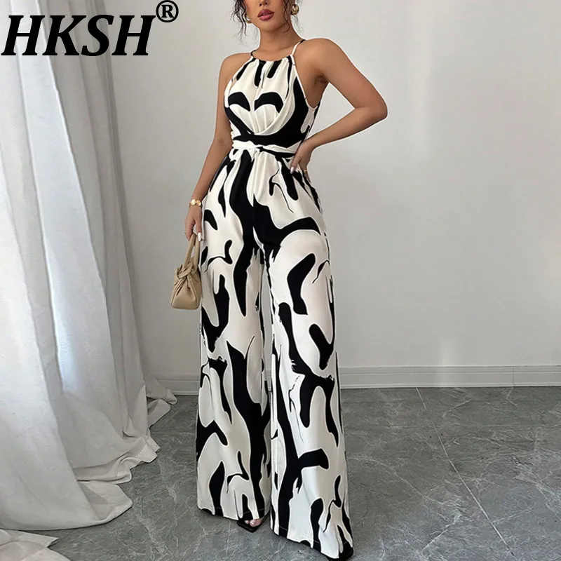 HKSH Women Jumpsuit Printed Contrast Color Strap Sleeveless Waist Cinhcing Slimming Elegant Trendy Straight Pants Summer HK22428
HKSH Women Jumpsuit Printed Contrast Color Strap Sleeveless Waist Cinhcing Slimming Elegant Trendy Straight Pants Summer HK22428