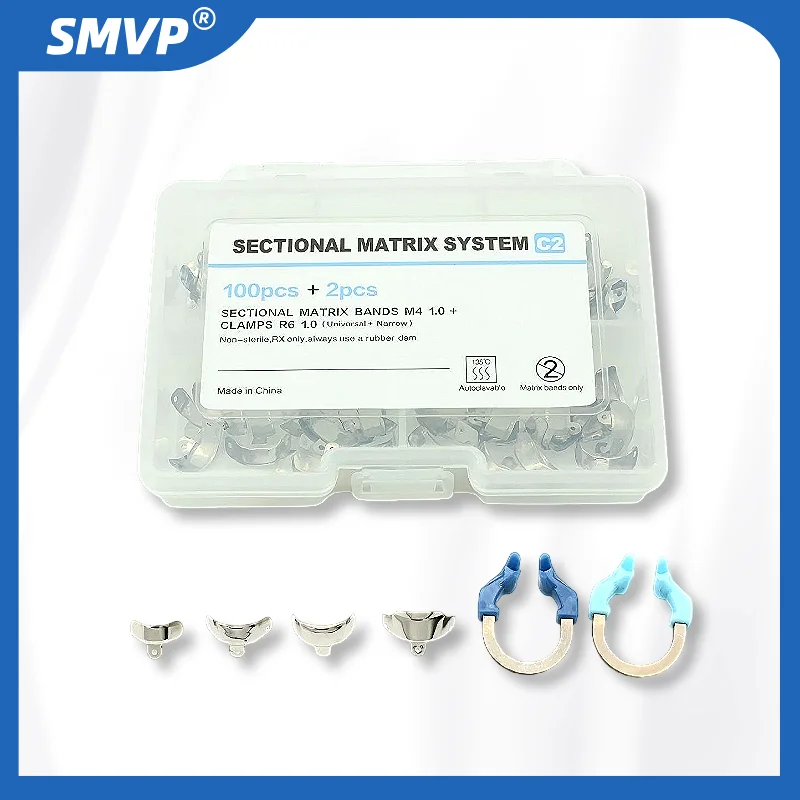 Dental Sectional Matrix System Kit, Perforated Bands with Nitinol Clamps for Tooth Filling Restoration
Dental Sectional Matrix System Kit, Perforated Bands with Nitinol Clamps for Tooth Filling Restoration